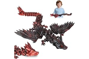 JONRRYIN Dragón Impreso en 3D 60cm, Dragón 3D Articulado, Articulaciones Flexibles Articulado Alado, Decoración del Hogar, Juguete de Escritorio para Navidad Easter Cumpleaños