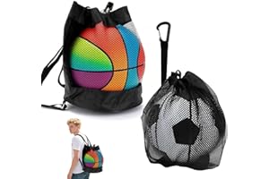 ANRBB Borsa Rete per Palloni Sportivi 2 in 1, Rete per 1 Pallone con Cordoncino e Gancio, Zaino Basket Impermeabile Pieghevole, Borsa Leggera per Calcio Tennis Volley, Zaino Calcio per Bambini Adulti Scuola