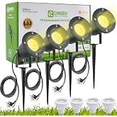 OMSEN LED Garden Spotlights with Stake, Warm Light, Replaceable GU10 Bulbs, IP67 Aluminum Body, Outdoor Garden Spotlights wit