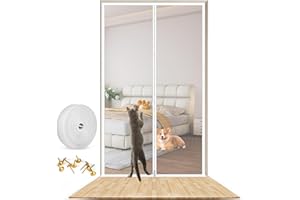 AWAKEN HONEST Cat Door Screen, Door Fly Screen Curtain 90X210CM, Heavy Duty Anti Mosquito Fly Curtain Pet Screen Door with Zip Prevent Dogs Cats Running Out from Home, Cat Screen Mesh for Living Room Kitchen Patio