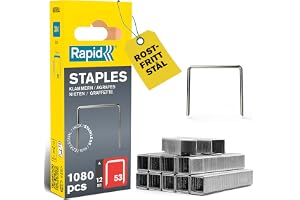 Rapid Fintrådsklammer Nr. 53, Benlängd 10 mm, Rostfritt stål, 1080-pack