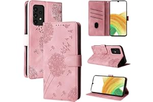 Rostsant Handyhülle für Samsung Galaxy A33 5G Löwenzahn PU Leder Samsung Galaxy A33 5G Flip Case Brieftasche Tasche Hülle Magnetisch Handyhülle für Samsung Galaxy A33 5G Roségold