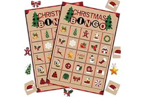 Joykindom Weihnachts Bingo Spiele für Erwachsene Kinder - 24 Stück Weihnachtsbingo Christmas Bingo Karten Weihnachts Kartenspiele Schule Klassenzimmer Party Zubehör Geschenk für Jungen Mädchen