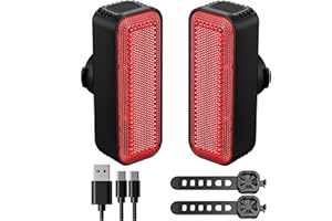 ASUNND Luce Posteriore Bici 2 PCS, Essenziali per Il Ciclismo Notturno, USB Ricaricabile 6 Modalitàe, IP65 Impermeabile e Antipolvere Luci Bicicletta, Luci di Sicurezza Multi-uso Facili da Smontare