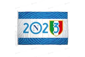 Domina Pubblicità - Bandiera Napoli 2023 150x100 cm in Tessuto Nautico, Bandiera del Napoli Calcio, Dotata Di Cordino, fettuccia di rinforzo e Cucitura Perimetrale