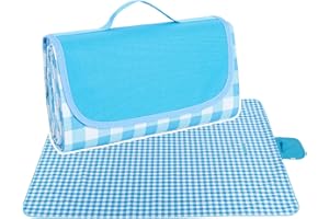 ONCCI 200 x 200 cm, coperta da picnic, impermeabile, XXL, pieghevole, con maniglia per picnic, spiaggia, campeggio, stile INS (Blu)