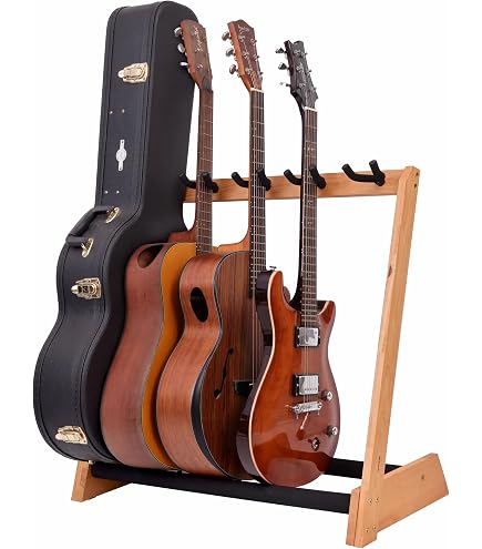 Acoustic Electric Bass Guitar Rack 4 Guitar Stand Rack - Wooden Display ...