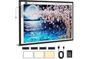 Zocelight A1(35.4''x 23.6'') Large Rechargeable Light Pad for Diamond Painting,6 Levels & Stepless Dimming Light Box for Tracing,3-Color Modes Light Board,Built-in 6000mAh Battery Light Table for Art