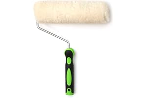 RELAWI Profesjonalny wałek malarski ze skóry jagnięcej, z wałkiem malarskim 25 cm, nakładany na drążek teleskopowy, średnio szorstkie podłoża, idealny do malowania ścian, farb elewacyjnych, tynku malarskiego