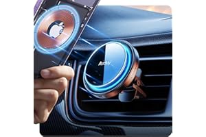 Auckly 15W Soporte Cargador Magsafe Coche,【Seguridad +】 Qi Magnético Soporte Movil Coche Cargador Inalambrico,Accesorios Compatible con iPhone 15/14/13/12 Pro/MAX/Mini/Plus Samsung S23 S22 etc.