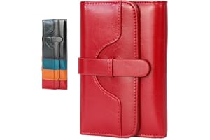 Lakpopya Monedero Mujer de Piel - RFID Carteras de Mujer con Múltiples Compartimentos, 14x10 cm Monedero de Mujer con Bolsillo para Monedas (Rojo)