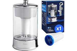 Culligan with ZeroWater Technology 9.5-L Glass Water Filter Dispenser – Includes 5-Stage Advanced Water Filter, Certified to Reduce Lead, Total PFAS (Forever Chemicals), Fluoride, and Chlorine