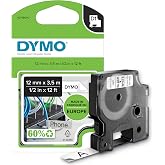 Dymo S0718040, Y&uuml;ksek Performans Esnek Naylon (12 mm x 3,5 mt), Siyah/Beyaz (16957)