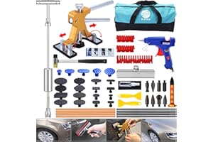 RANDALFY Dellen Reparatur Ausbeulwerkzeug - 53 Stück Lackfreies Beulen Reparaturset Dent Puller Kit mit Gleithammer T-Bar Dellenabzieher und verstellbarem Gold-Dellenheber-Zieher für Auto Hagelschaden Delle