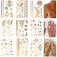 9 Blatt Goldene Temporäre Tattoos – Glitzernd, Wasserfest – Für Partys & Events