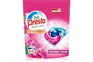 Bio Presto Power Caps Color, Detersivo Lavatrice Predosato In Capsule, Confezione Da 54 Lavaggi