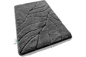 ‎FLOORDIREKT Floordirekt Badteppich - extra flauschig & schnelltrocknend - Badezimmerteppich mit rutschhemmender Rückseite - Badematte Duschvorleger (Maris) (Dunkelgrau, 80 x 150 cm)