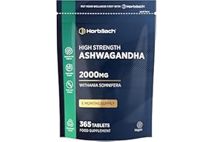 HORBÄACH Ashwagandha High Strength 2000mg | 365 Vegan Tablets | Ashwagandha Root | Suitable for Men & Women | by Horbaach
