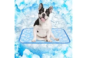 Rywell Entfärbung Kühlmatte für Hunde Katzen - 50×75cm Waschbar selbstkühlend Kälte Hundematte für unterwegs - rutschfest Wasserabsorbierend Tragbar Geruchlos Hundedecke für Haustiere Sommer - M