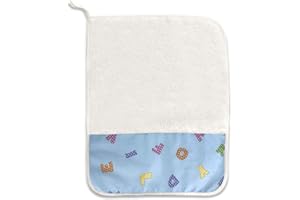 Panini Tessuti, Asciugmano Piccolo (30x38 cm) per asilo e scuola materna- 100% cotone- Made in Italy Set Asilo Da Ricamare per la pappa e la merenda Letterine Azzurro