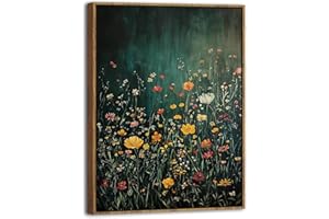 AIYISU Abstract Floral Wall Art for Living Room Vintage Wildflower Wall Decor Minimalist Flower Canvas Paintings Nature Botanical Prints Framed Artwork for Kitchen Bedroom Bathroom Home Decorations 30x40cm