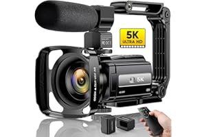 WSRYXXSC 5K Videocamera 48MP UHD WiFi IR Visione Notturna Videocamera Vlogging per YouTube Zoom digitale 16X 3" Fotocamera touch screen con Microfono, Stabilizzatore, Cappuccio Lente,Telecomando,2 Batterie