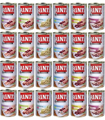 RINTI - Sensible | Nassfutter fr Sensible, ausgewachsene Hunde mit  natrlichen Fleischstcken. Getreidefreies Alleinfutter in der Dose ohne  knstliche Zustze | 12x400g Pute + Karotte : Amazon.de: Haustier