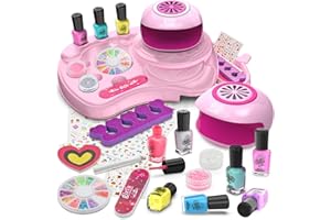 LemonDream Nagelstudio Kinder, Geschenk Mädchen 6 7 8 9 10 11 12-Jahre Kind für Nagellack Set, Geschenke für Kinder Make-up Set für Geburtstag Weihnachten Halloween Party