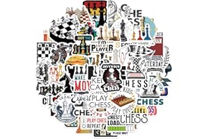 AUCEKO Juego de 50 Pegatinas de Chess Clase de Ajedrez - Vinilo Impermeable para Ordenador Portátil, Niños, Coches, Motos, Bicicletas, Monopatín, Equipaje, Maleta