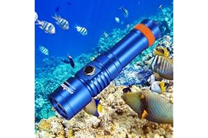 ORCATORCH D710 Lampe de poche sous-marine 3000 lumens avec faisceau étroit de 6 degrés, IP68 étanche avec indicateur de batterie (bleu)
