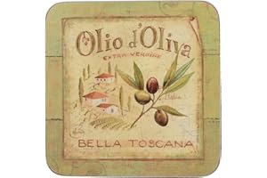 Creative Tops Olio D'Oliva Premium 6-częściowy zestaw podstawek z korkiem, 10,5 x 10,5 cm (4 x 4")