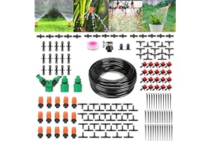 E-GREETSHOPPING Irrigation System Kit, Automatic Garden Watering System, 1/4 INCH PET Plant Watering Devices, 40m/131ft Garden Greenhouse Irrigation Accessories, DIY Drip Irrigation Kit, for Plants/Lawn, 158Pcs