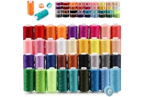 MEIANJU 72-Piece Vibrant Sewing Thread Set​​, ​​36 Unique Colours Cotton Thread for Sewing Machine​​, 400-Yard ​​Sewing Machine Threads​​ with Matching Bobbins, Compatible with Brother/Singer/Janome