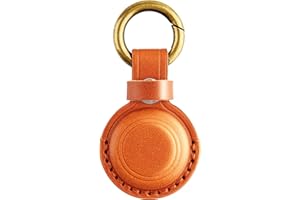 DLENP Neue AirTag-Hülle aus ECHTEM Leder mit Schlüsselanhänger, AirTag-Anhänger, Versteckte Hülle für Apple Air Tag, Ganzkörper-Anti-Kratzer, Anti-Verlust, Geeignet für Hunde, Katzen,(Braun)