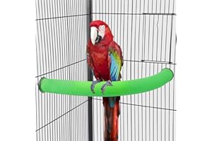 TeTupGa U Shape Parrot Perch Stand Pet Toy Bird Platform Sand Paw Grinding Clean Stick Cage Exercise Conure Budgie Cockatiel Accessories (Green Corner Large)