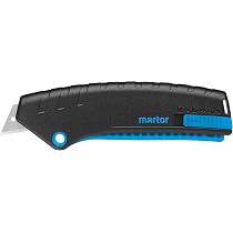MARTOR SECUPRO MEGASAFE Coltello Di Sicurezza Professionale: Il Cutter Con Rientro Lama Automatico Per Destri E Mancini! Alluminio, Lama Trapezoidale, Certificato GS