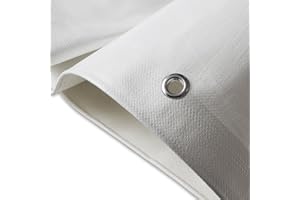 casa pura Toldo Impermeable Exterior - Toldo con Ojales | Lona Impermeable Polietileno | Ojales Cada 1m | 140g/m² | Muchos Tamaños (Blanca, 3x4 m)