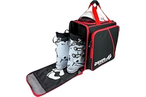 Driver13 ® Sac à Dos pour Chaussures de Ski avec Compartiment à Casque + Sac à Dos pour Chaussures de Ski avec Compartiment pour Casque pour Hard + Snowboard Boot + inliner + bootbag Bag Noir-Rouge