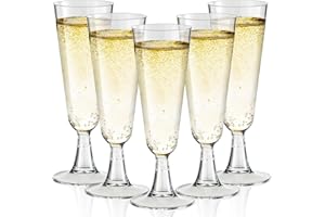 LDYOEN 25 Copas de Champán de Plástico, 150ml Copas de Cava Plastico Duro, Vasos Resistentes y Reutilizables para Cócteles, Postres, Copas de Vino para Fiestas, Bodas, Cumpleaños, Navidad, Barbacoa