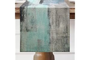 GothicBride Bieżnik na stół, boho, len, zmywalny, styl wiejski, nowoczesny bieżnik na imprezę, dekoracja stołu, stolik kawowy, odporny na warunki atmosferyczne, 40 x 140 cm (niebieski)