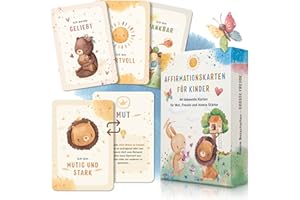 EULENTALER® Affirmationskarten für Kinder I Von Pädagogen gestaltet I 44 liebevoll handgemalte Achtsamkeitskarten für Selbstbewusstsein, Mut und Lebensfreude – mit Übungen & Erklärbuch