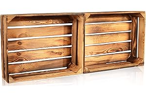 CHICCIE 2 Set Geflammte Obstkisten - 50x40x15cm Holzkisten Weinkisten Apfelkisten