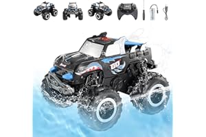 HappyGoLucky Coche Teledirigido Anfibio, Juguetes Niños 3 4 5 6 7 8 9 Años Regalo Niño Niña 3-10 Años Coches para Niños Coche RC Monster Truck Juegos Exterior Niños