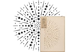 NAKLEO Pochoir Mandala pour Peinture Murale Grand Format Diamètre 59 cm - M, Modèle en Plastique et Réutilisable, Point Feux Ornement, DIY Bricolage Artisanat Décoration, Bois Tissu Mueble