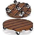 Yangbaga 2pack Plant Caddy 12’’Wood Duty Rolling Plant Stand with 2 360° Lockable Caster Wheels,Indoor Outdoor on Roller Patio/Flower Pot/Succulent Pots