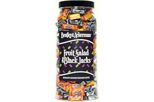 Fruit Salad & Black Jacks Sweets - (535g) Original Retro Fruit Salad & Black Jacks Sweets Gift Jar By Bentley & Ackerman's Sweet Shop.