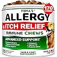 Dog Allergy Relief Chews - Dog Itching Skin Relief Treatment Pills - 170 Treats - Anti-Itch Chewables - Itchy and Paw Licking - Hot Spots - Omega 3 Fish Oil - Dry Skin & Coat Supplement