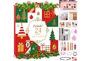Erinde Calendario de Adviento de Maquillaje 24 Días, Caja Regalo Navidad 2025 con 24 Productos de Belleza, Paletas de Sombras, Labiales, Máscara y Brochas, Sorpresa para Ella
