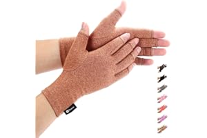 Duerer Guanti Comprimenti per Artrite Donna Uomo per RSI, Tunnel carpale, Reumatoide, Tendinite, Guanti a Compressione con pollice senza dita per Sollievo dal Dolore (Marrone, Grande)