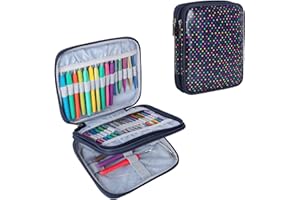 Teamoy Étui aux aiguilles à crochet, Petit sac organisateur pour outils de tricot et aiguilles à tricot circulaire interchangeable, Deux compartiments (Pas d’accessoires inclus), Points Colorés